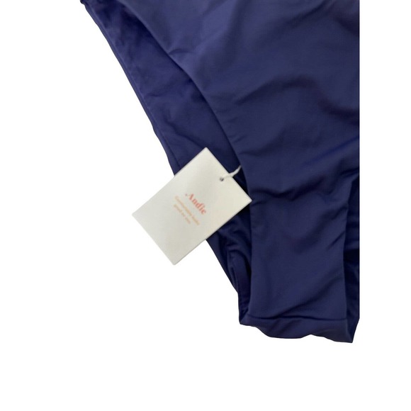 NWT Andie Womens‎ Cheeky Swim Bottoms Size Large Mid Rise Lined Navy Blue - Picture 5 of 9